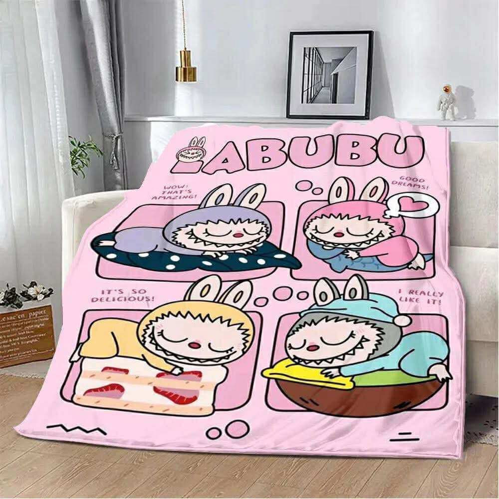 Pink Labubu Flannel/Polyester Blanket 150x200