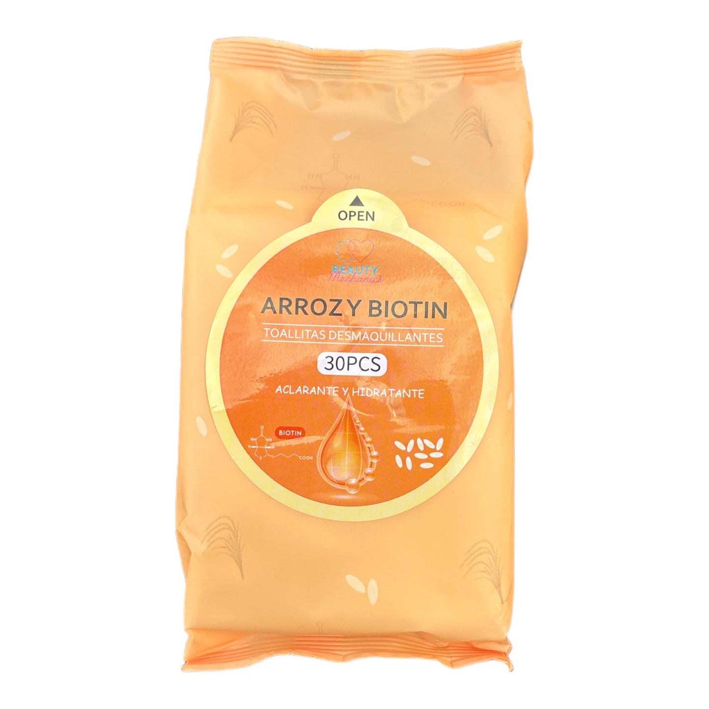 Beauty Mechanics Wipes-Arroz y Biotin