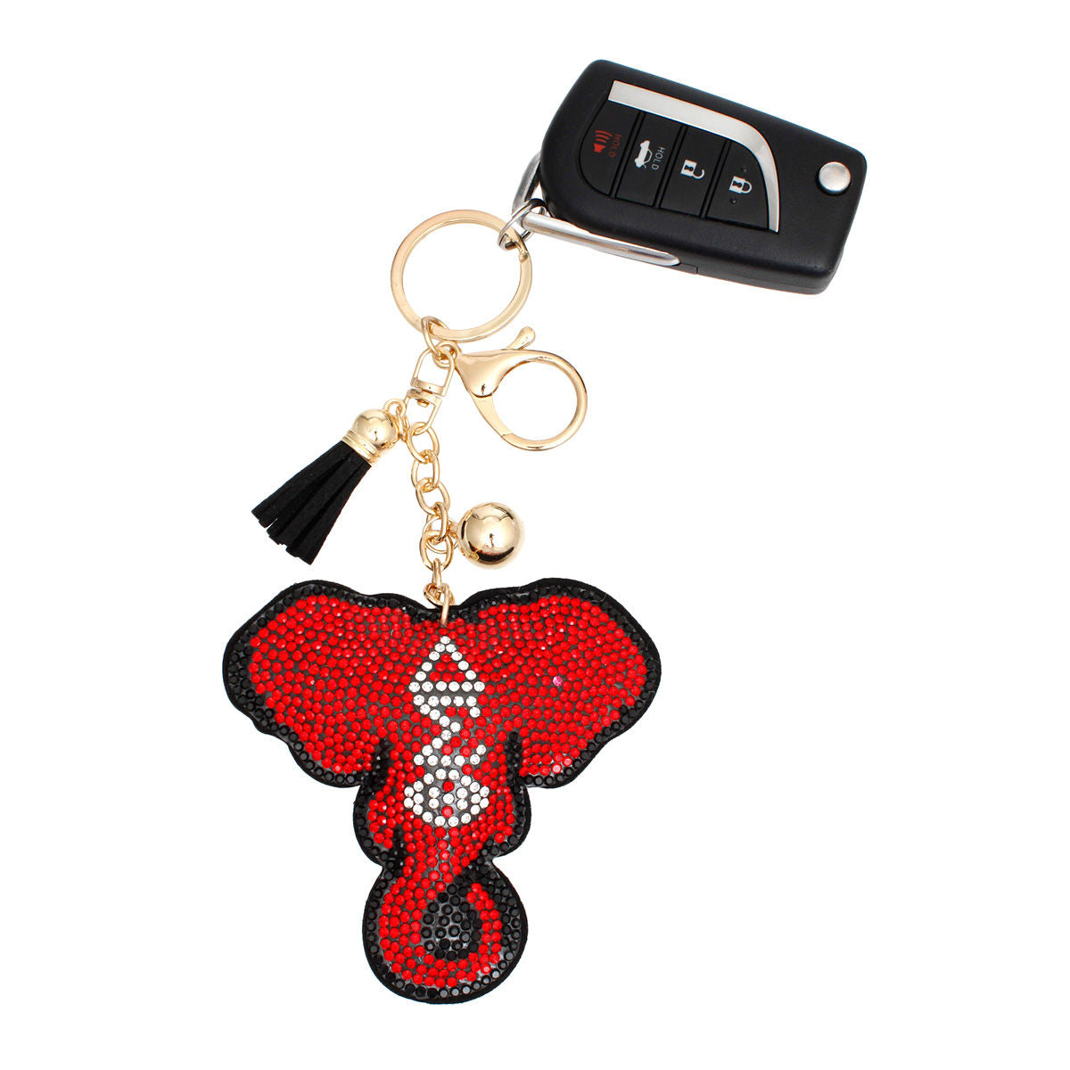 Elephant Head Red Padded Keychain