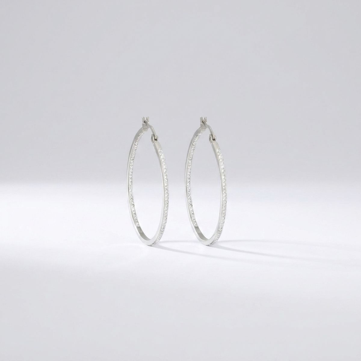 Stainless Steel Hoops with Inside Out Rhinestones