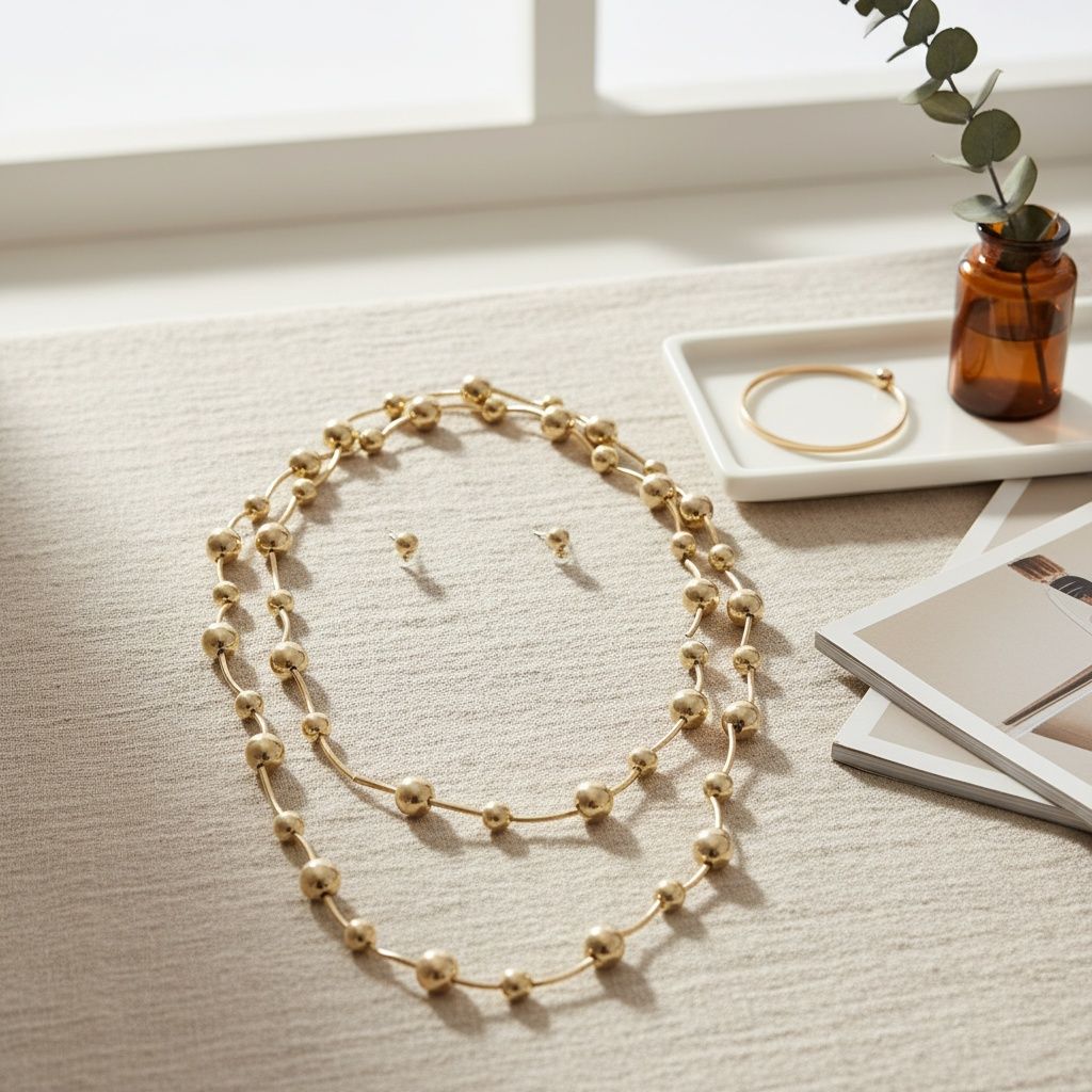 Convertible Stretch Gold Bead 60 inch Necklace