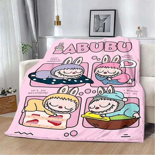Pink Labubu Flannel/Polyester Blanket 150x200