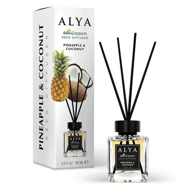 ALYA Nature's Scents Reed Diffuser, 3.3 FL.OZ., 100 ML, Home Fragrance with Black Reeds