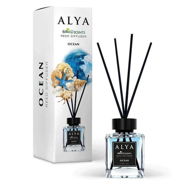 ALYA Nature's Scents Reed Diffuser, 3.3 FL.OZ., 100 ML, Home Fragrance with Black Reeds