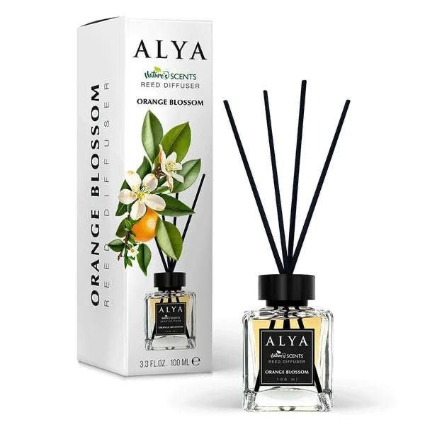 ALYA Nature's Scents Reed Diffuser, 3.3 FL.OZ., 100 ML, Home Fragrance with Black Reeds