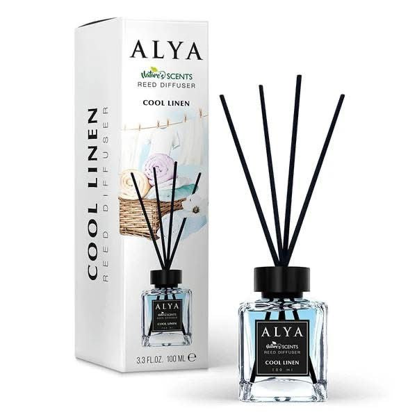 ALYA Nature's Scents Reed Diffuser, 3.3 FL.OZ., 100 ML, Home Fragrance with Black Reeds