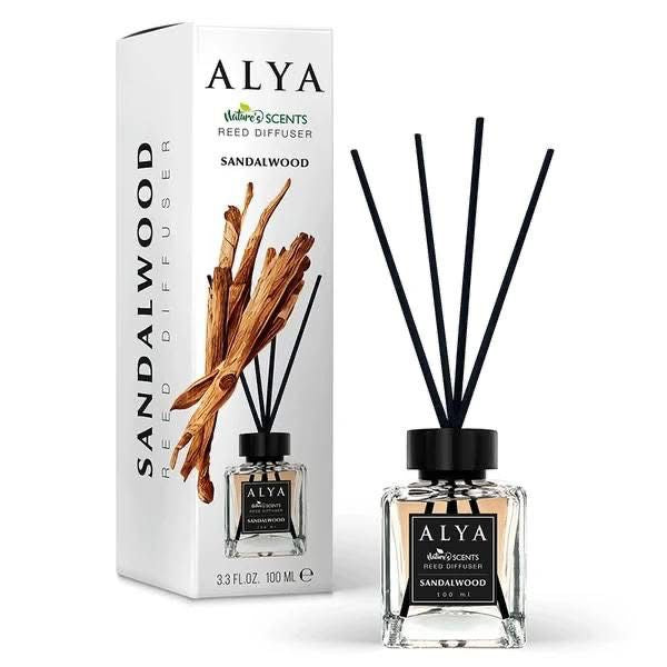 ALYA Nature's Scents Reed Diffuser, 3.3 FL.OZ., 100 ML, Home Fragrance with Black Reeds