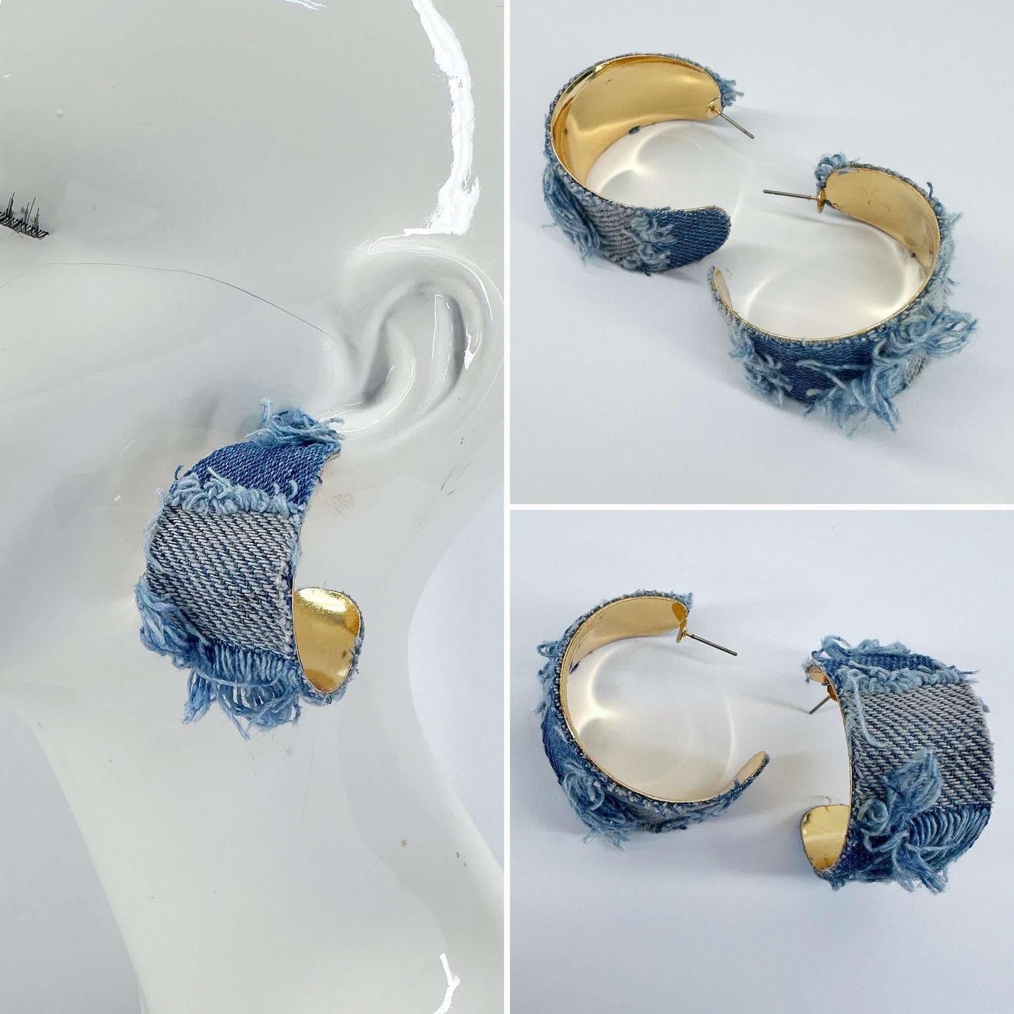 Denim Hoop Earring