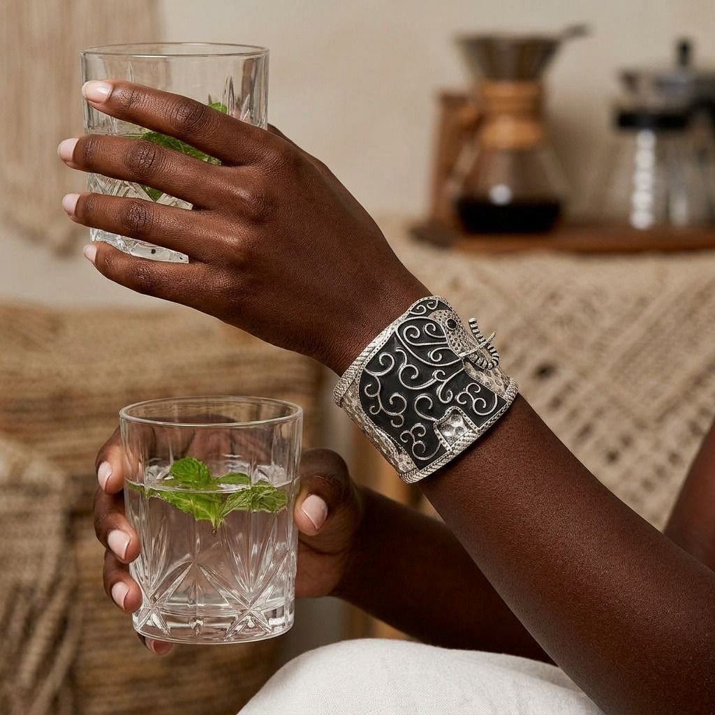 Full Black Delta Sorority Elephant Cuff|Adjustable