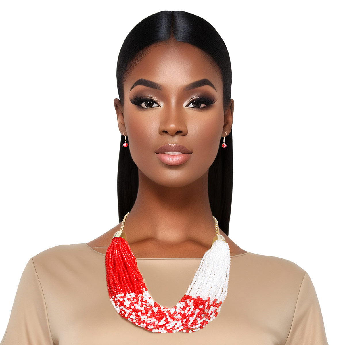 34 Strand Half Red White Bead Set