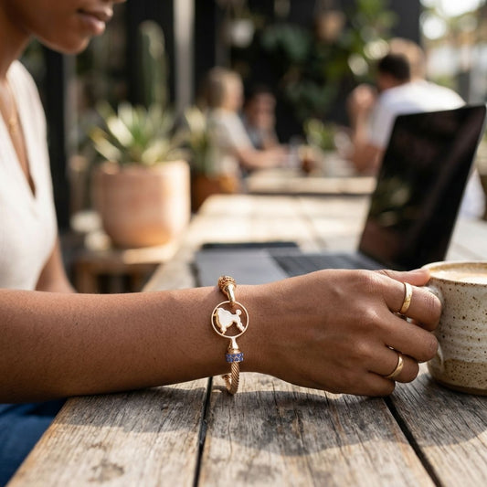 SGRho Gold Cable Crest Bangle