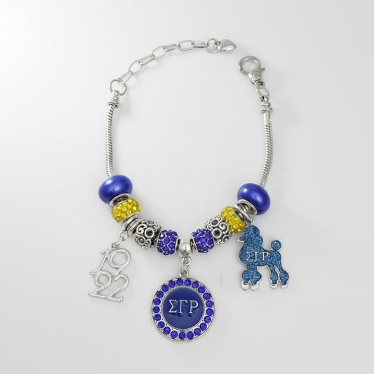 SGRHO Snake Chain Triple Charm Luxe Bead Bracelet