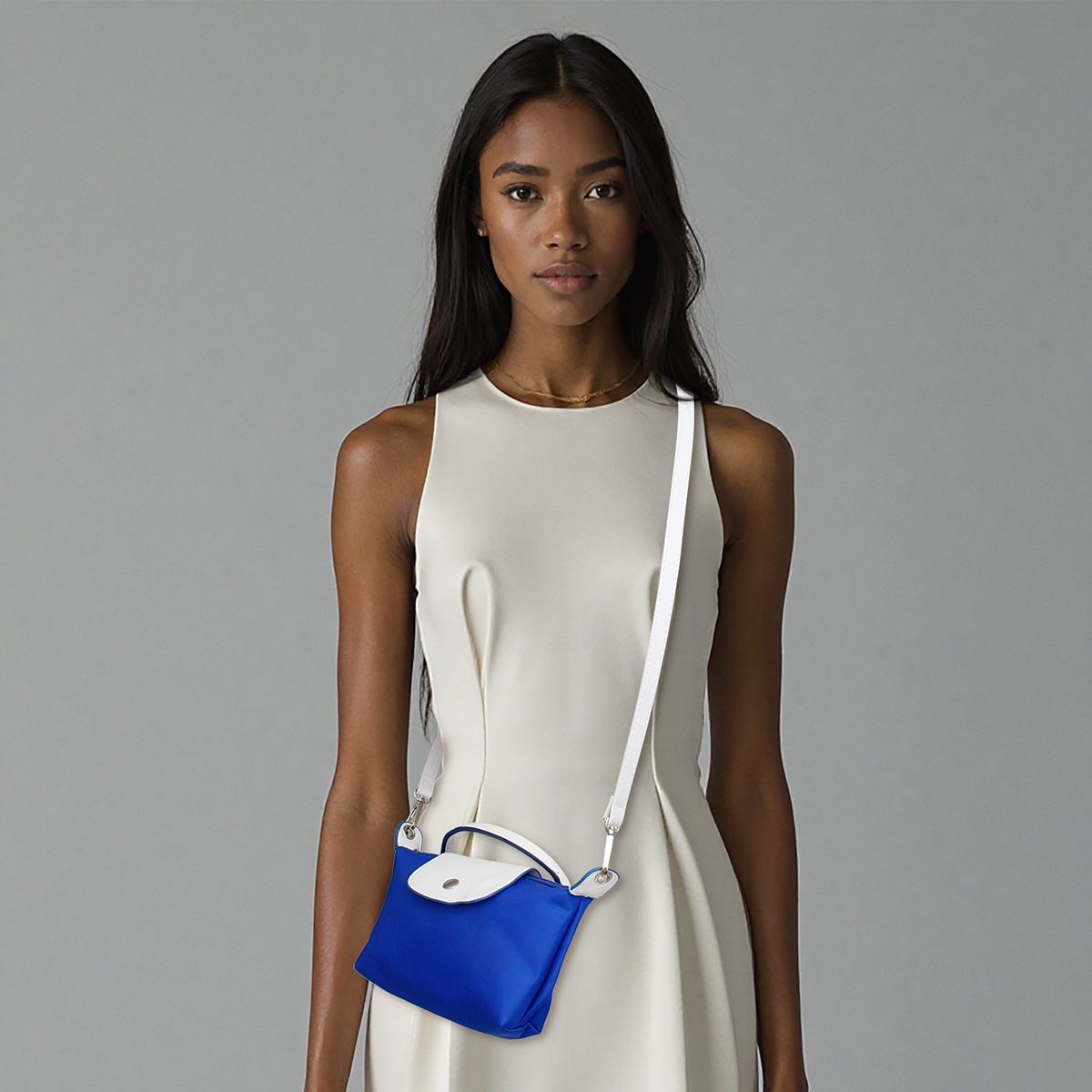 Blue Nylon Mini Pouch Handle Strap