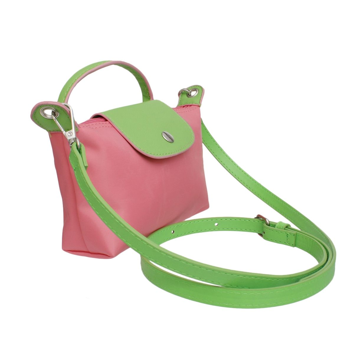 Pink Nylon Mini Pouch Handle Strap
