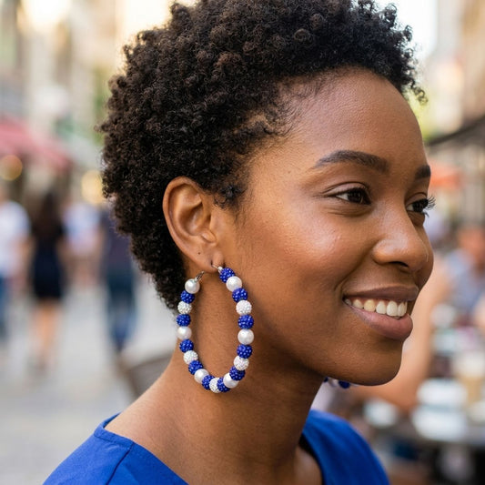Royal Blue 3in Stone Ball Hoops