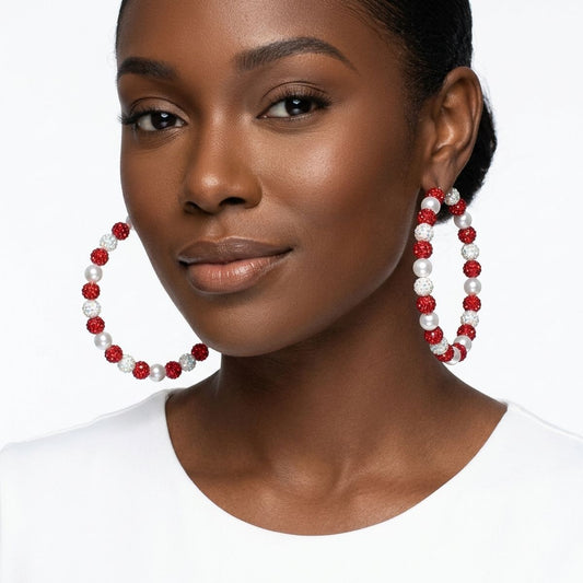Red White 3in Stone Ball Hoops