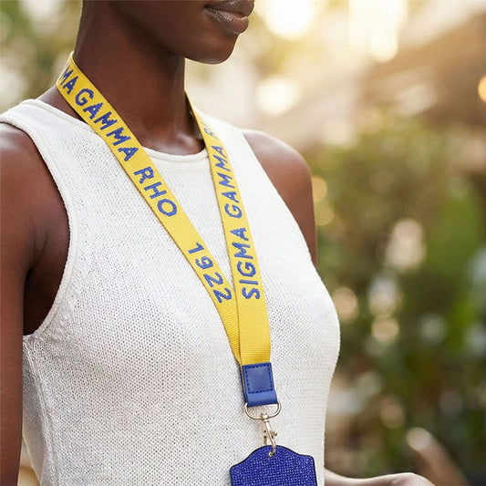 SGRHO Gold Canvas Lanyard ID Badge Clip Women
