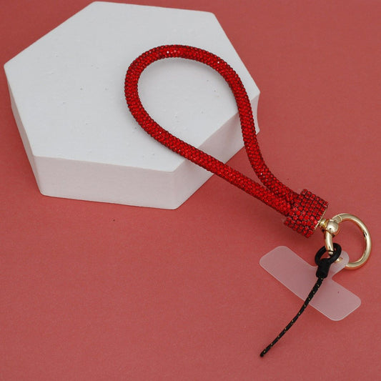 Rhinestone Phone Wrist Strap Red Bling Accessory