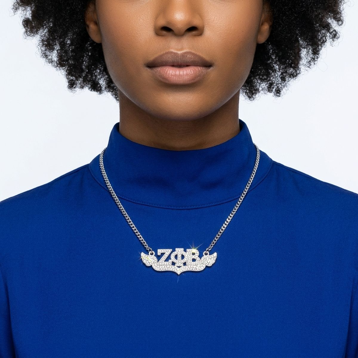 ZPB Winged Bling Pendant Silver Chain Necklace
