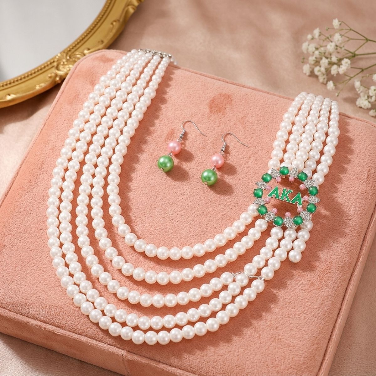 AKA Necklace White Pearl AKA Set