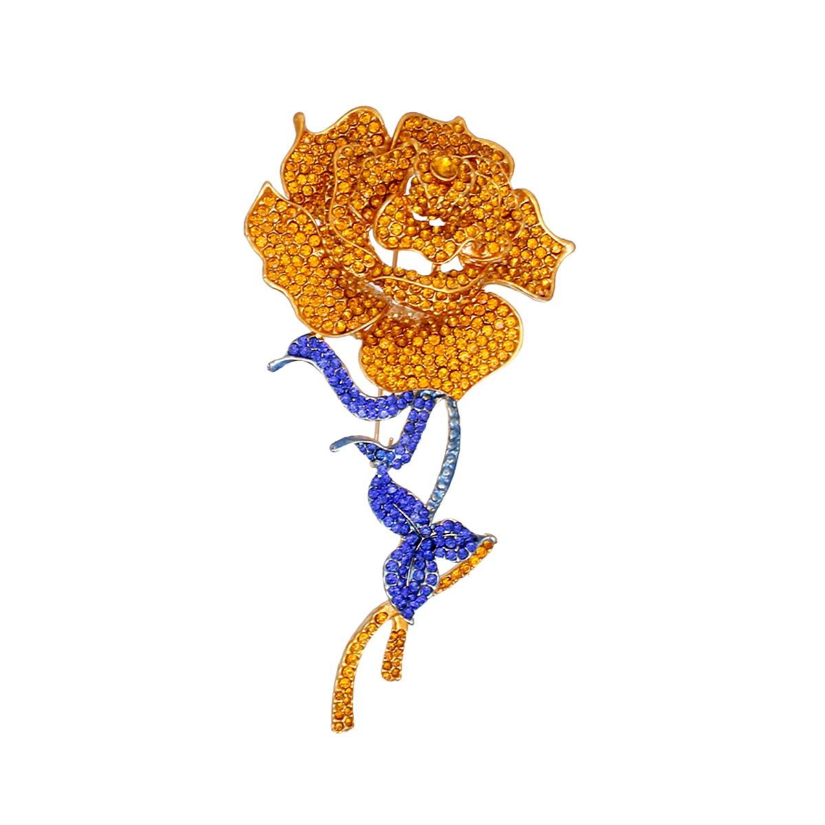 Sparkle Gold Rose Blooming Brooch
