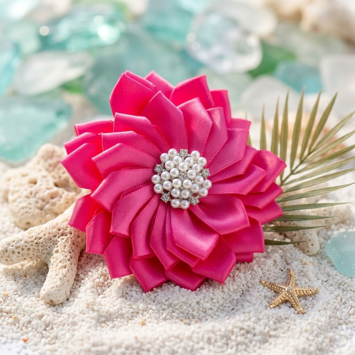 Brooch Fuchsia Flower Pearl Clip and Pin for Women