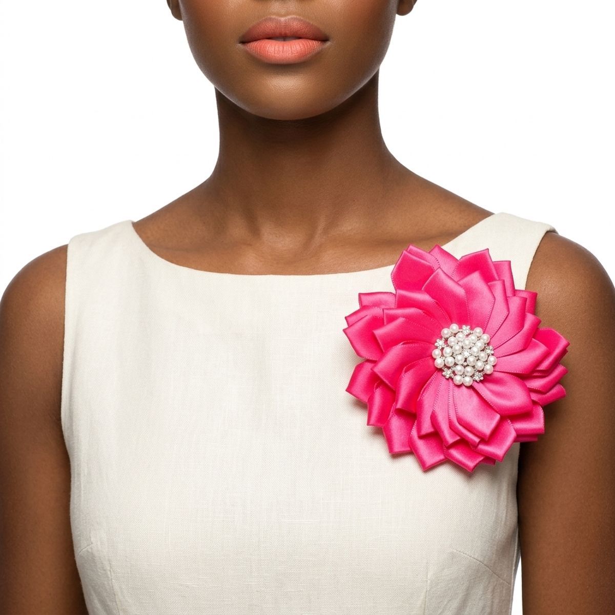 Brooch Fuchsia Flower Pearl Clip and Pin for Women