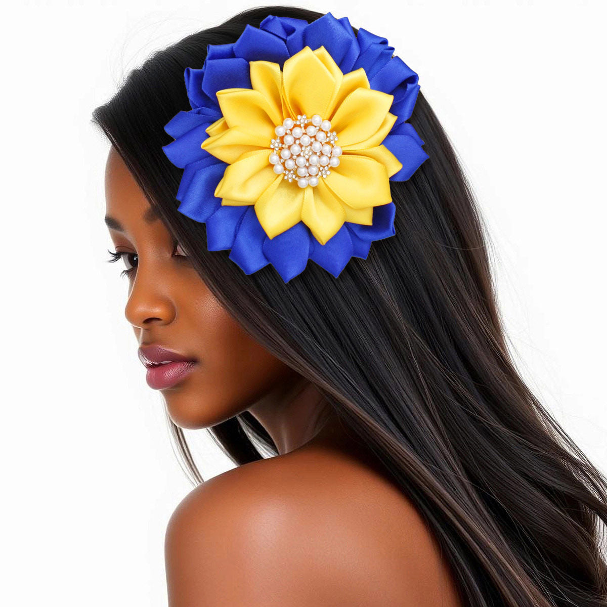 Blue Yellow Flower Pearl Brooch