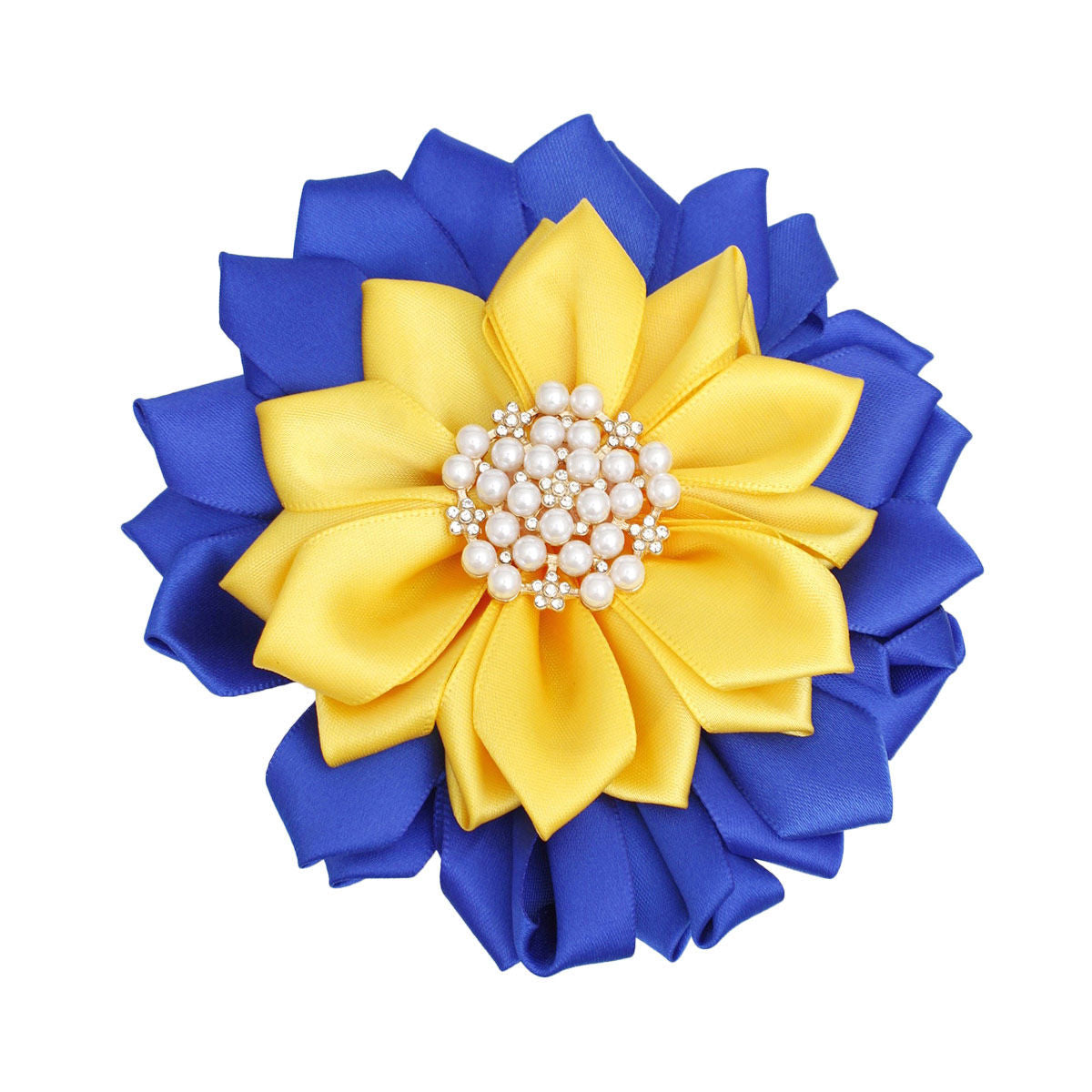 Blue Yellow Flower Pearl Brooch
