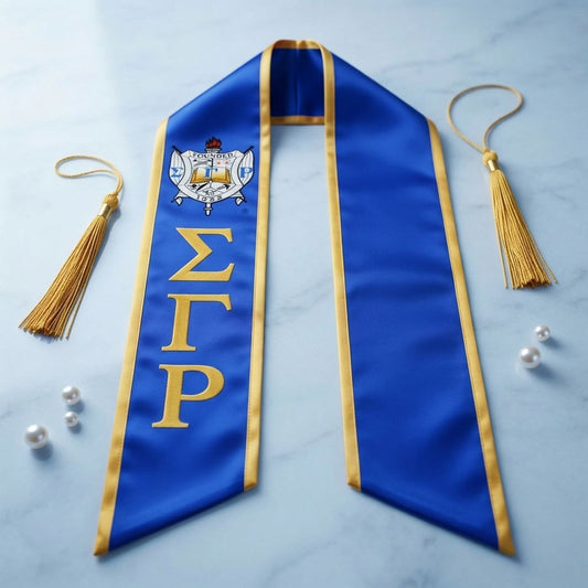SGRHO Print Legacy Honor Stole in Blue with Gold