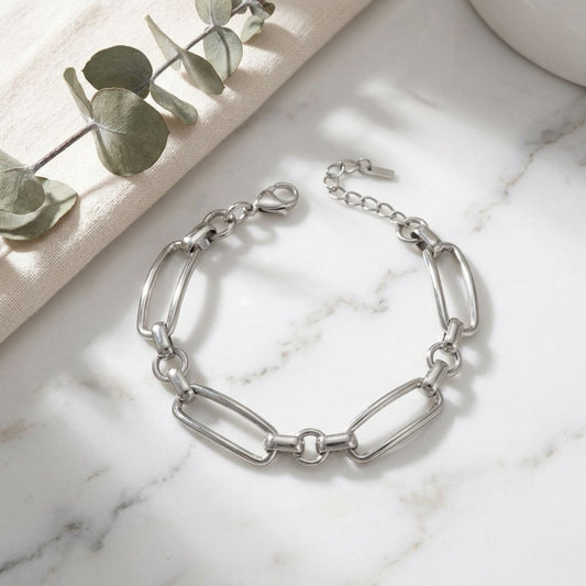 Stainless Steel Chain Bracelet with Handmade Links