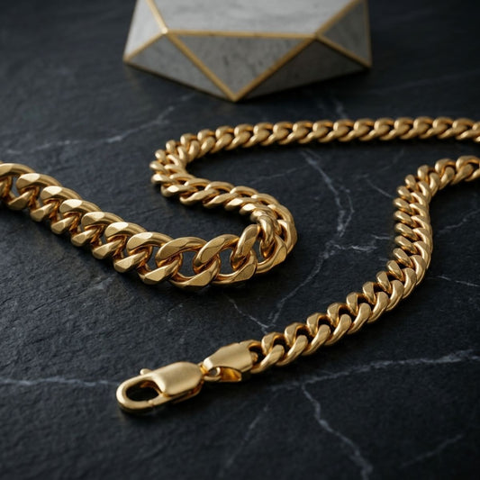 Unisex 20in 6DC 8mm Gold Stainless Steel Chain