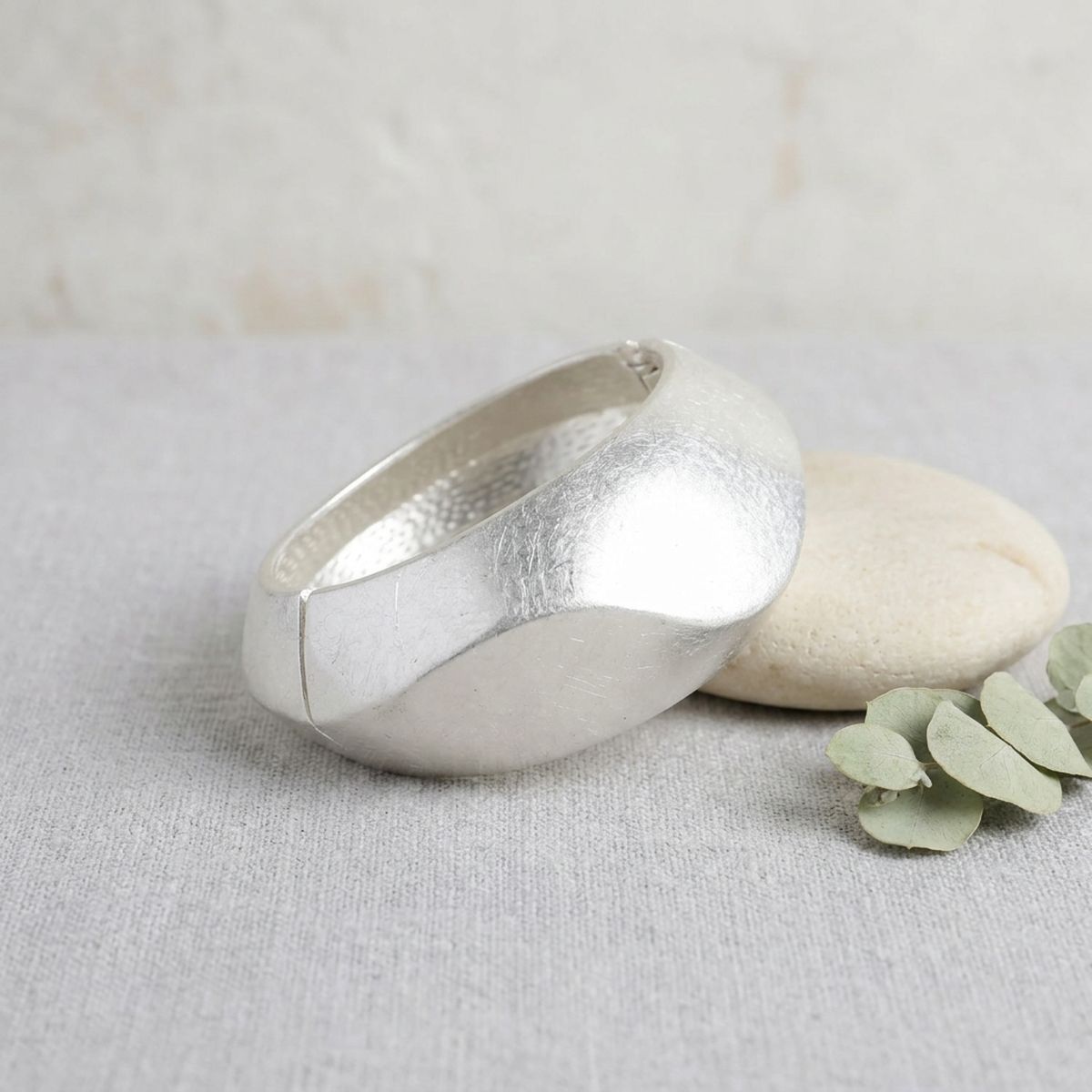 Bangle Matte Silver Chunky Sculptural Bracelet