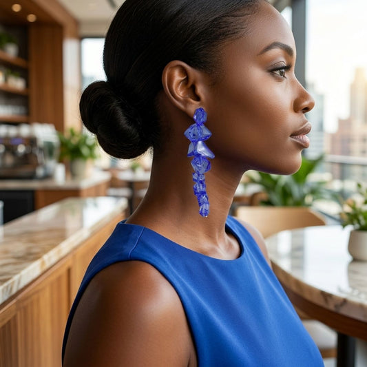 Translucent Blue Acrylic Rock Candy Drop Earrings
