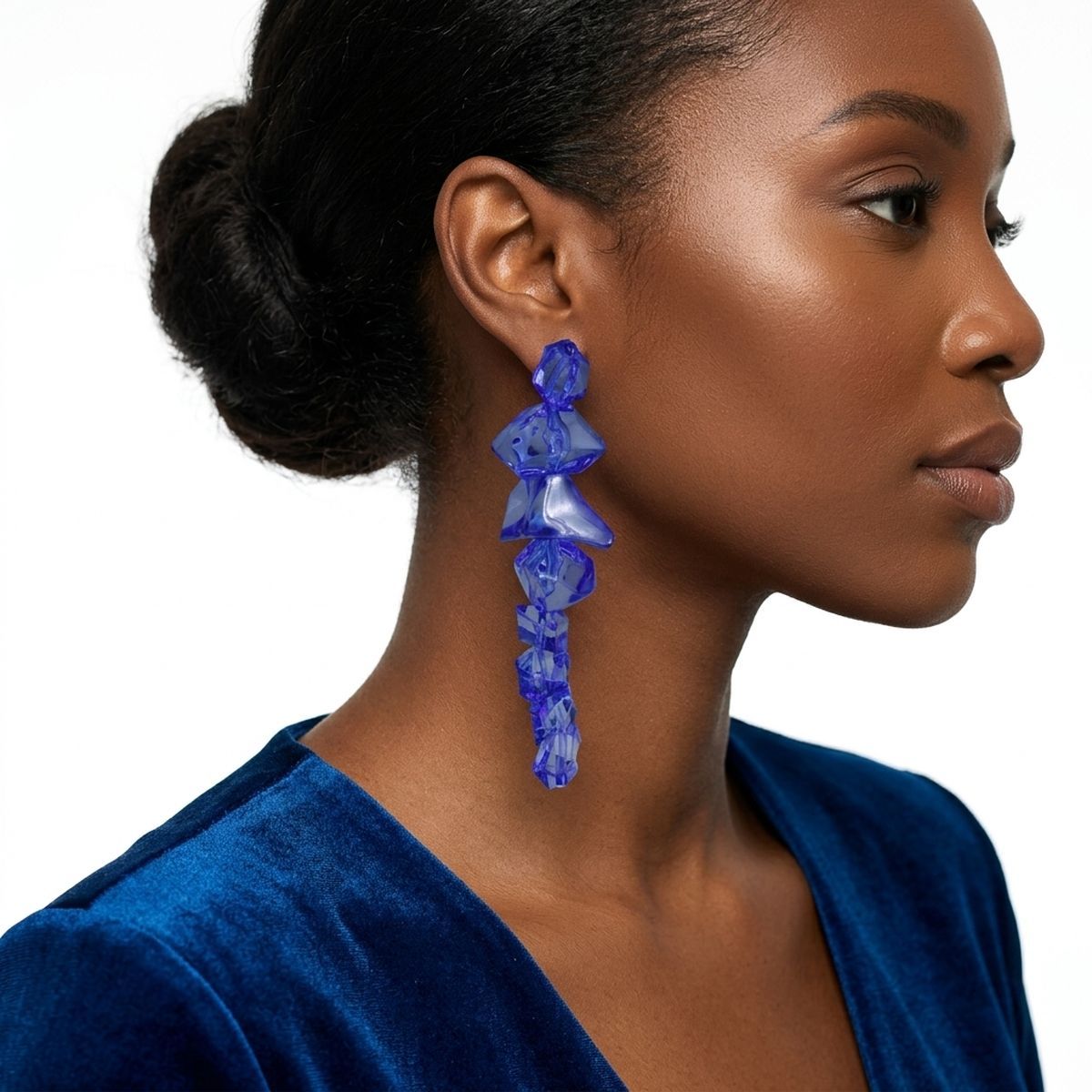 Translucent Blue Acrylic Rock Candy Drop Earrings