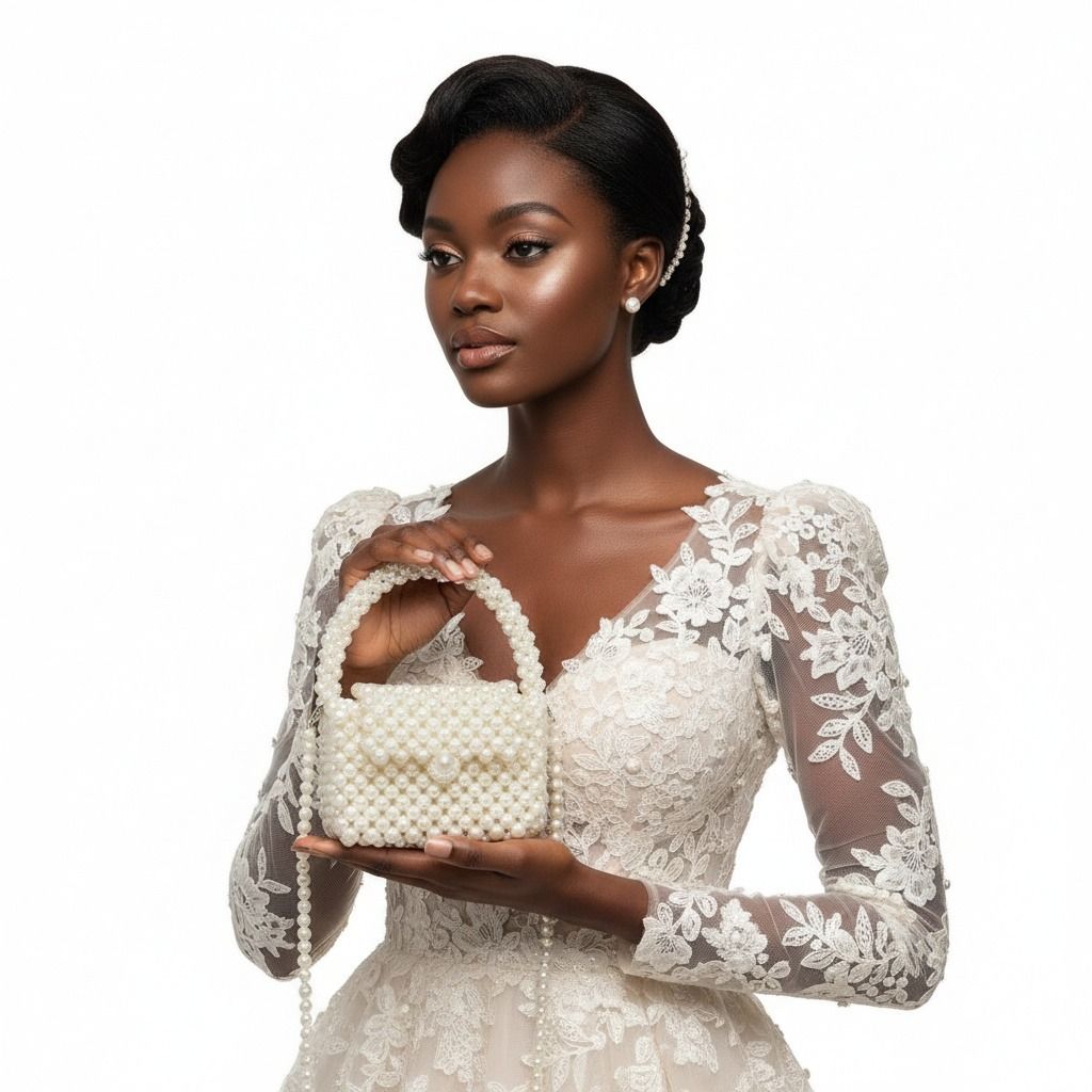 Top Handle Retro Luxe Cream Pearl Flap Handbag