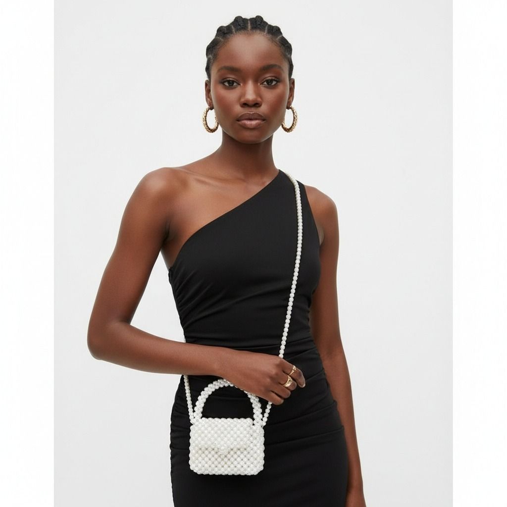 Top Handle Retro Luxe White Pearl Flap Handbag