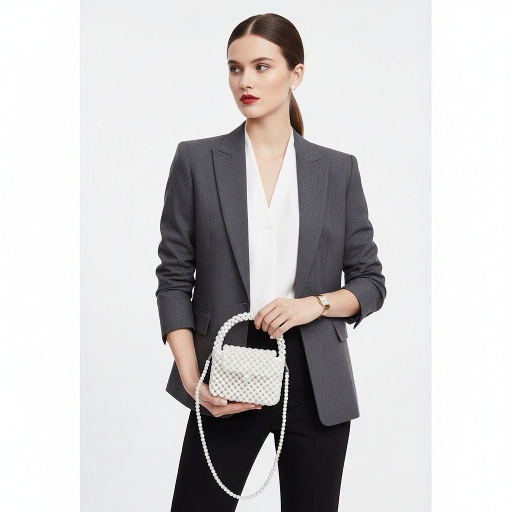Top Handle Retro Luxe White Pearl Flap Handbag