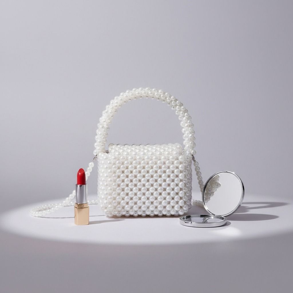 Top Handle Retro Luxe White Pearl Flap Handbag