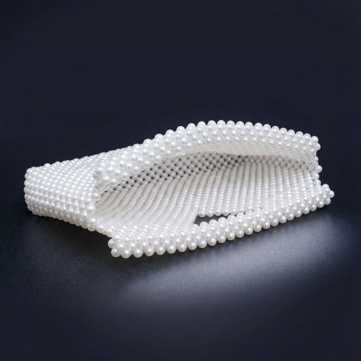 Clutch White Pearl Open Top Handmade Bag