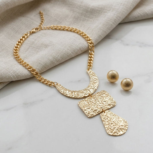 Pendant Geometric Gold Diamond Cut Chain Necklace