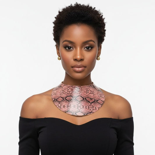 Pink Snake Print Collar Choker Set