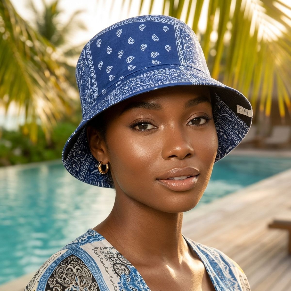Blue Bandana Reversible Bucket Hat