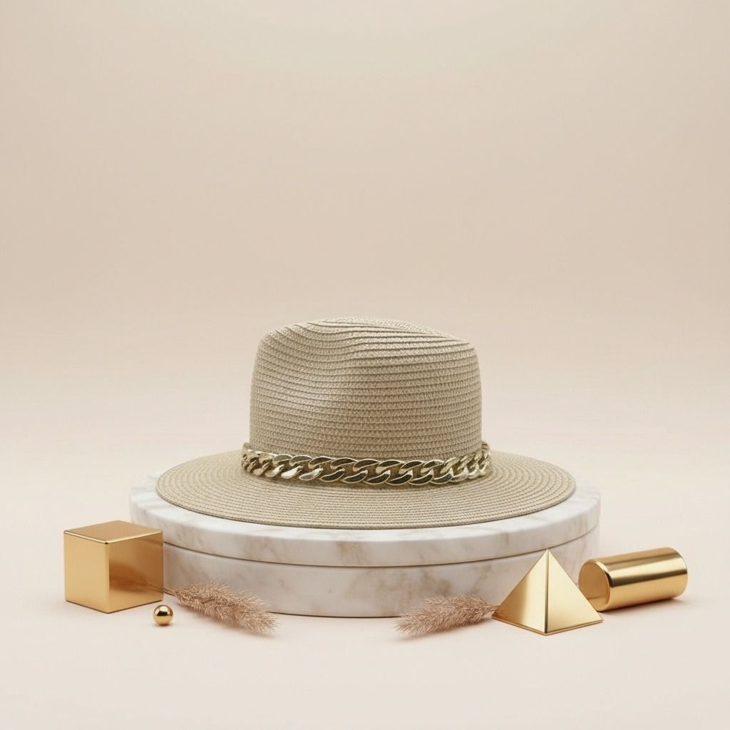 Ivory Chain Band Fedora Panama Hat