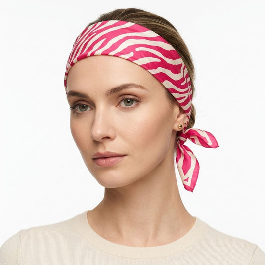 Silky Square Pink Zebra Print Fashion Scarf
