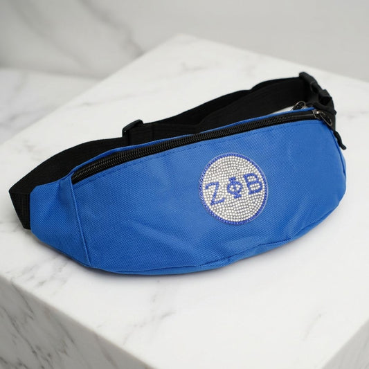 ZPB Blue Canvas Greek Triple Pocket Fanny Pack
