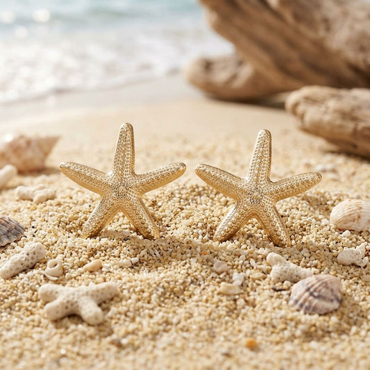 Stud Gold Starfish Seaside Sculpted Earrings
