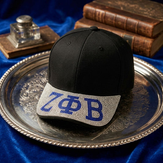 ZPB Black Canvas Greek Brim Baseball Cap