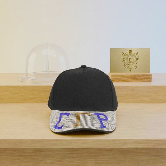 SGRHO Black Canvas Greek Brim Baseball Cap