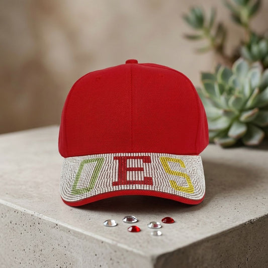 OES Red Canvas Greek Brim Baseball Cap